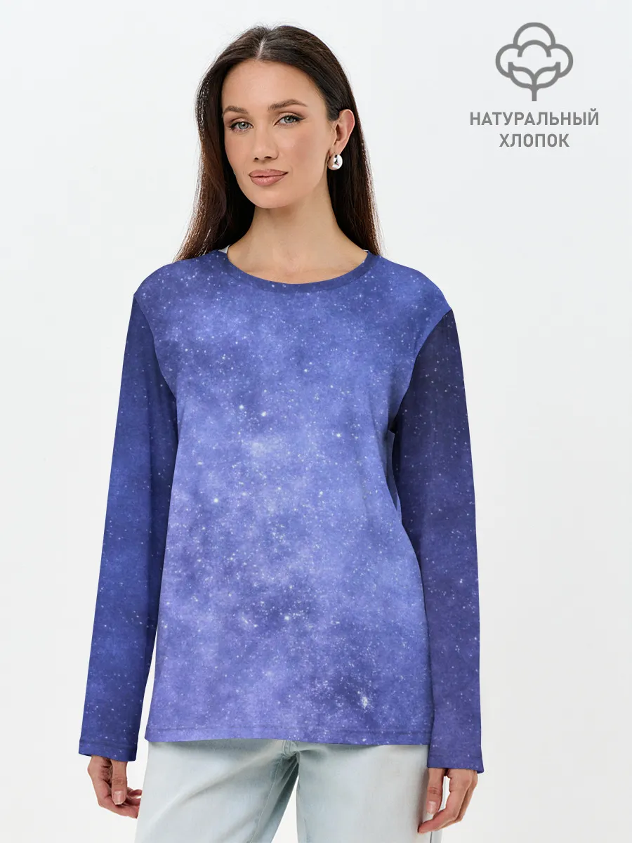 Лонгслив женский. Хлопок / Звезды в космосе