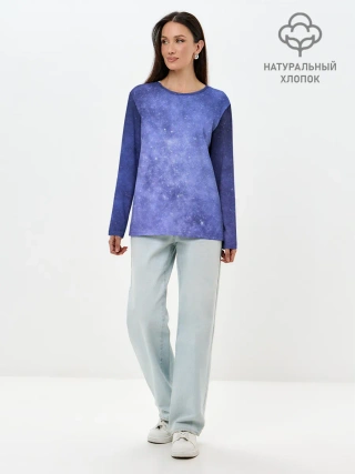 Лонгслив женский. Хлопок / Звезды в космосе