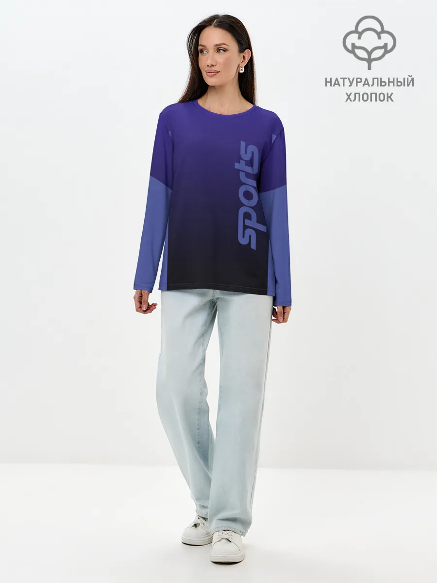 Лонгслив женский. Хлопок / Спорт