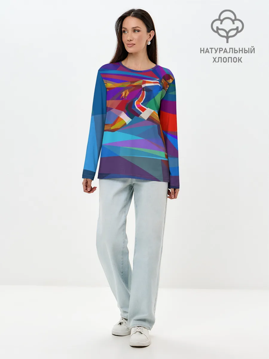 Лонгслив женский. Хлопок / Абстракция