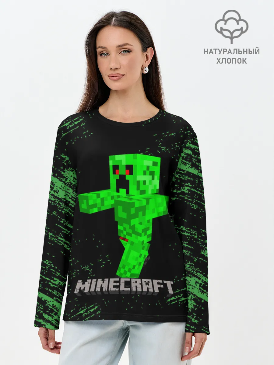 Лонгслив женский. Хлопок / MINECRAFT CREEPER