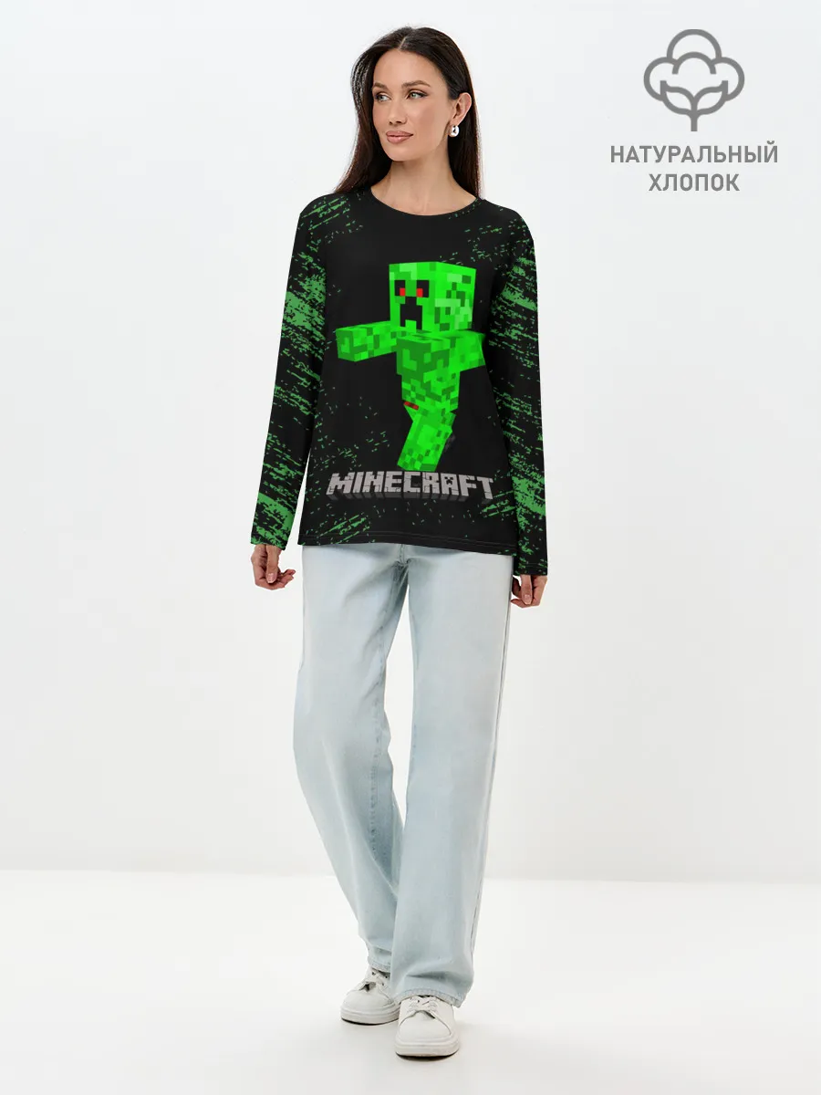 Лонгслив женский. Хлопок / MINECRAFT CREEPER