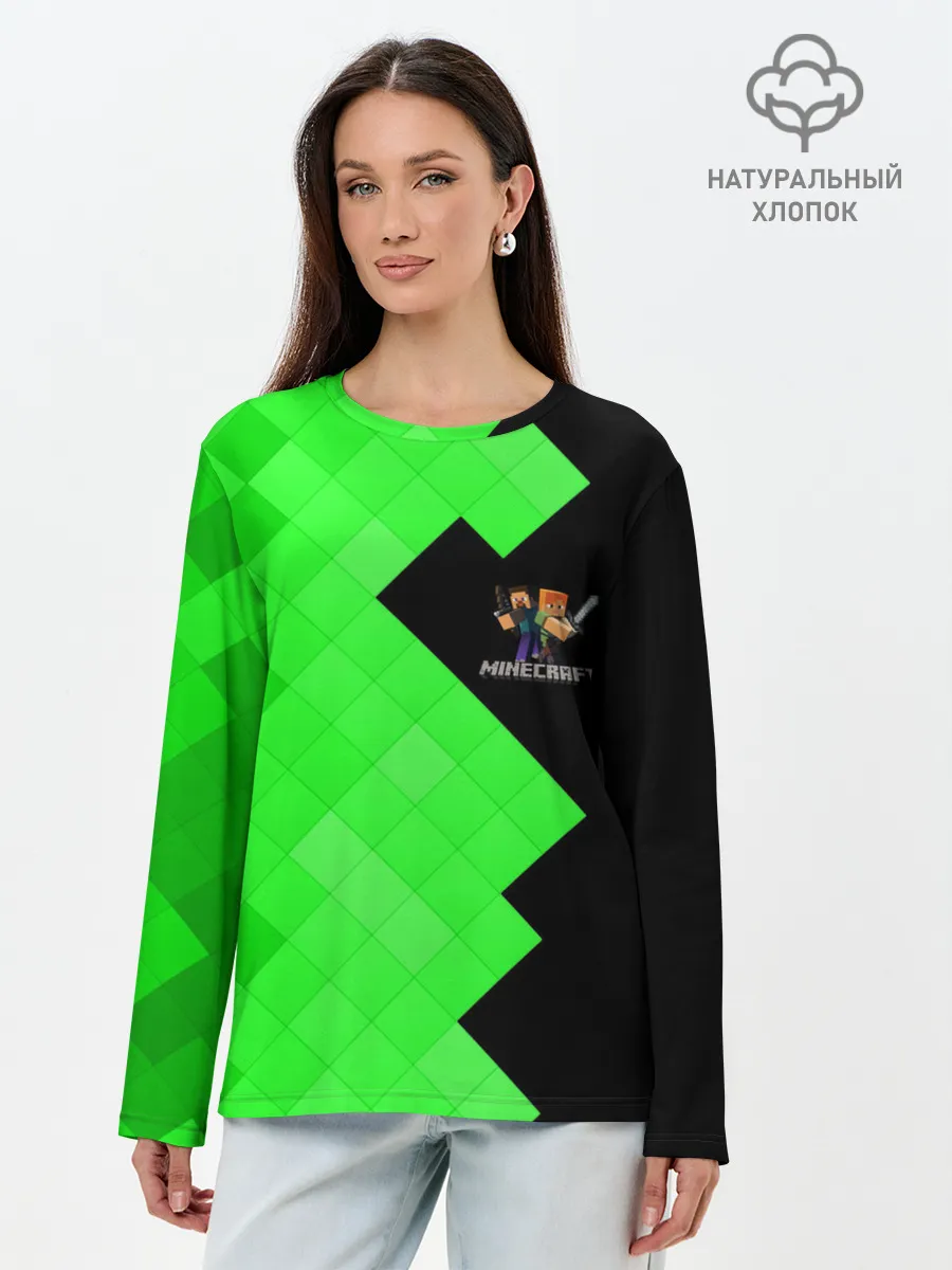 Лонгслив женский. Хлопок / MINECRAFT