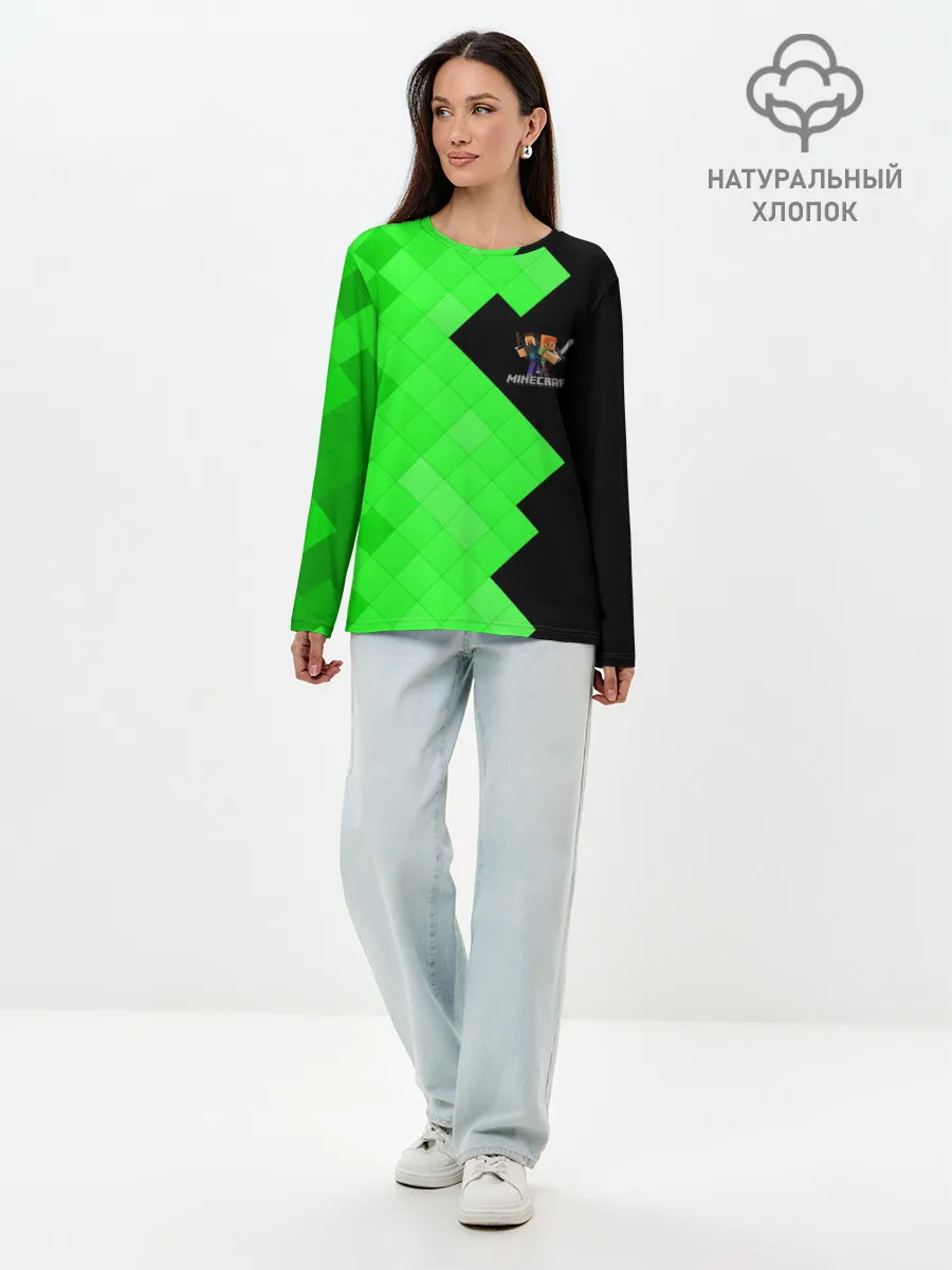 Лонгслив женский. Хлопок / MINECRAFT
