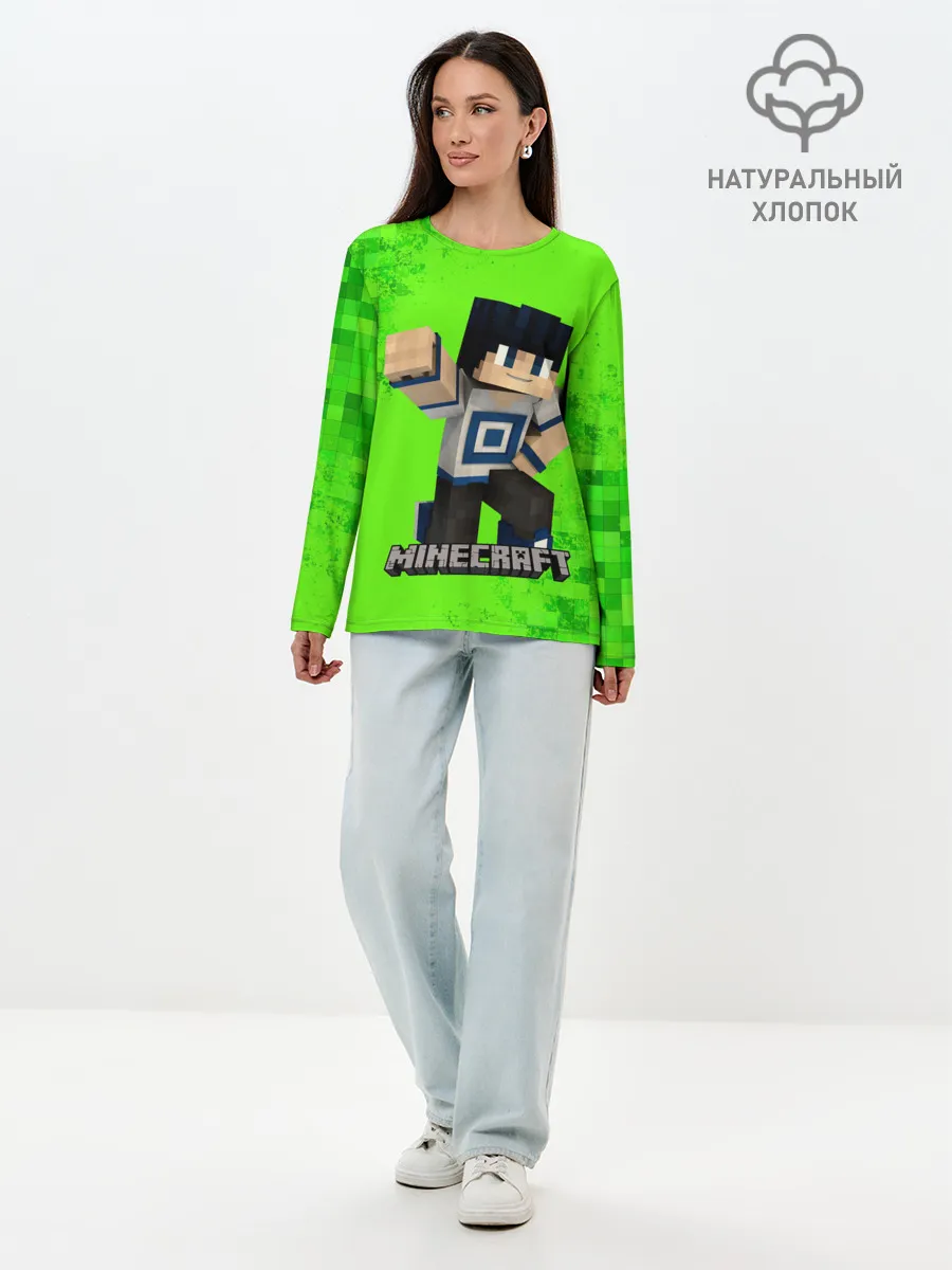 Лонгслив женский. Хлопок / MINECRAFT