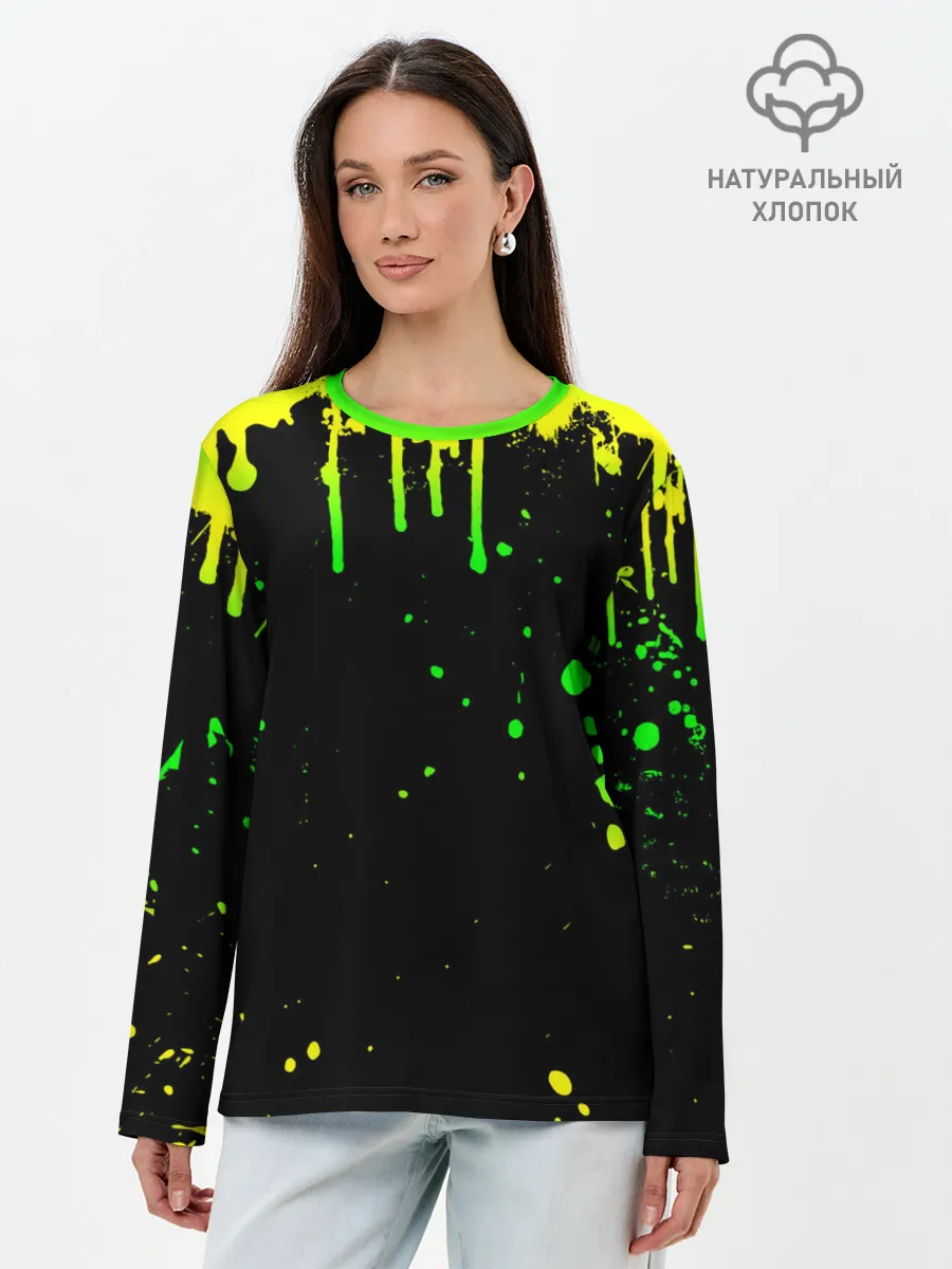 Лонгслив женский. Хлопок / НЕОНОВЫЕ ПОДТЕКИ