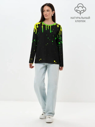 Лонгслив женский. Хлопок / НЕОНОВЫЕ ПОДТЕКИ