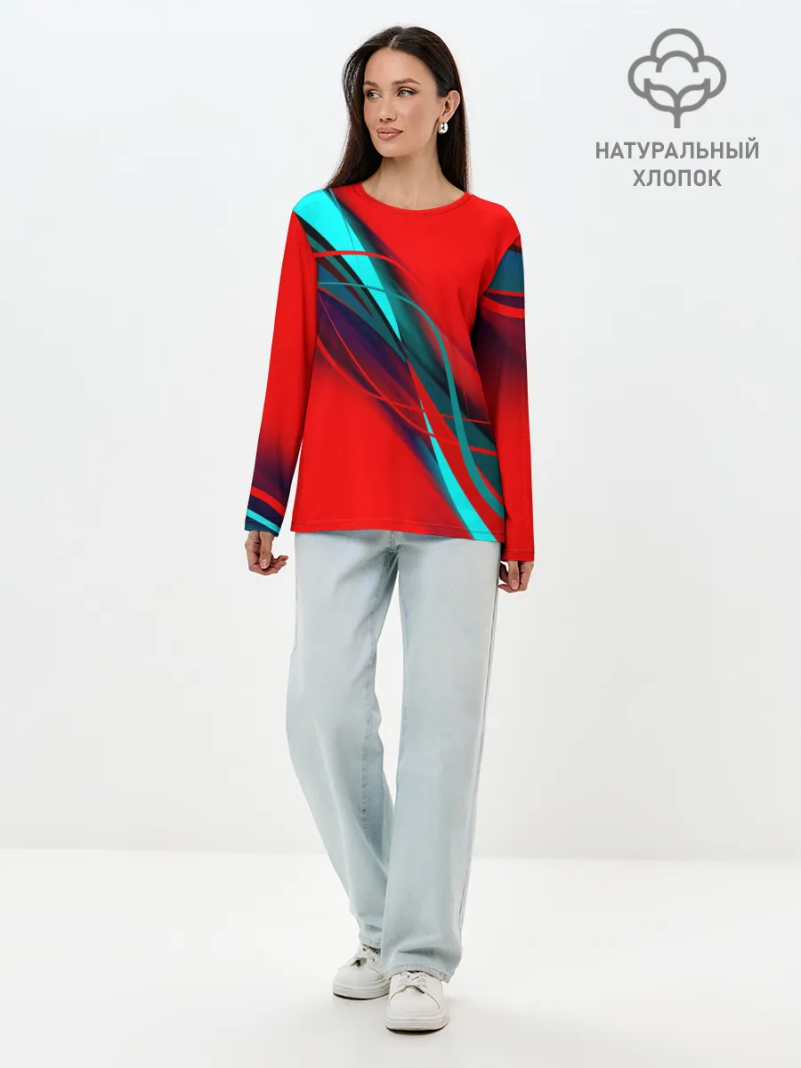 Лонгслив женский. Хлопок / GEOMETRY STRIPES