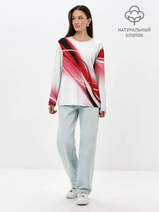 Лонгслив женский. Хлопок / GEOMETRY STRIPES RED