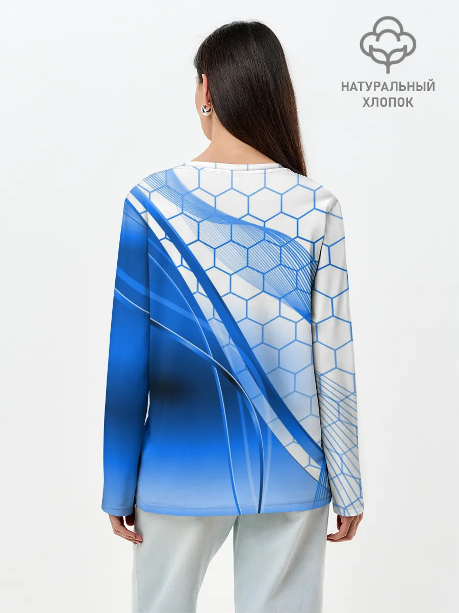 Лонгслив женский. Хлопок / ABSTRACT BLUE