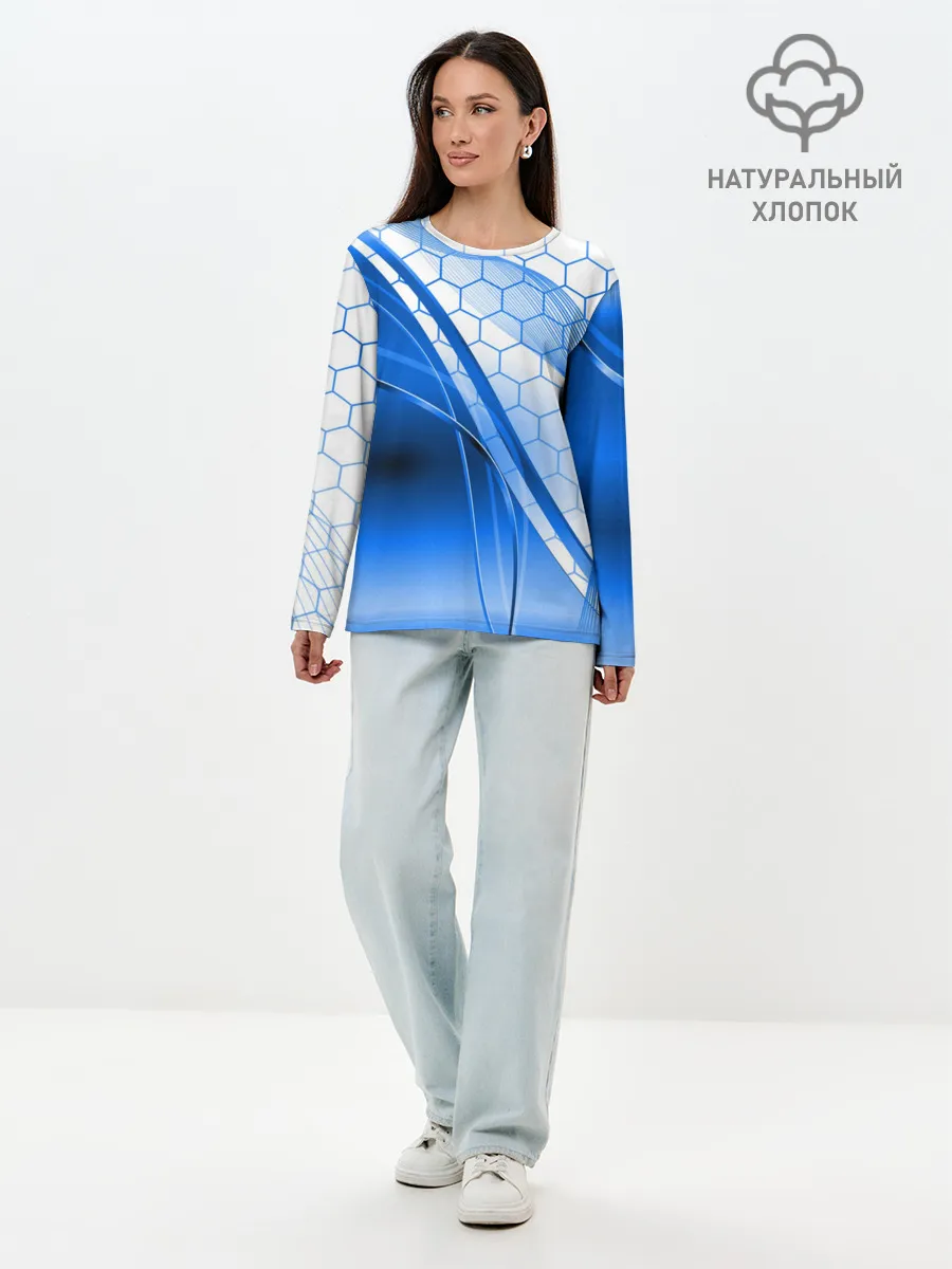 Лонгслив женский. Хлопок / ABSTRACT BLUE