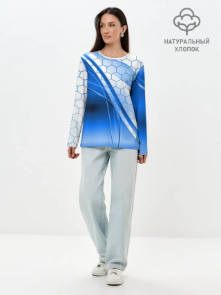 Лонгслив женский. Хлопок / ABSTRACT BLUE