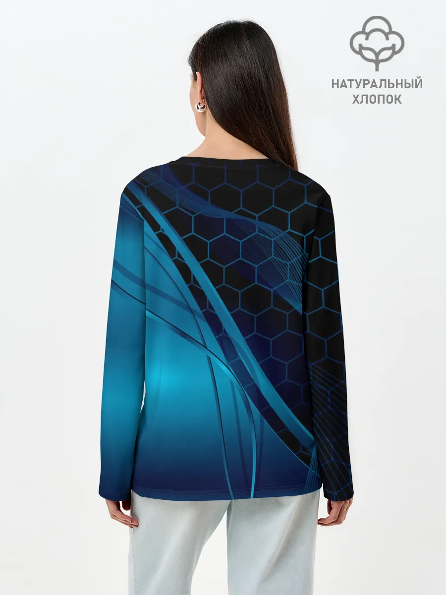 Лонгслив женский. Хлопок / ABSTRACT BLUE