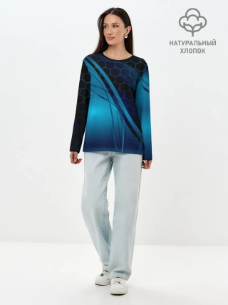 Лонгслив женский. Хлопок / ABSTRACT BLUE