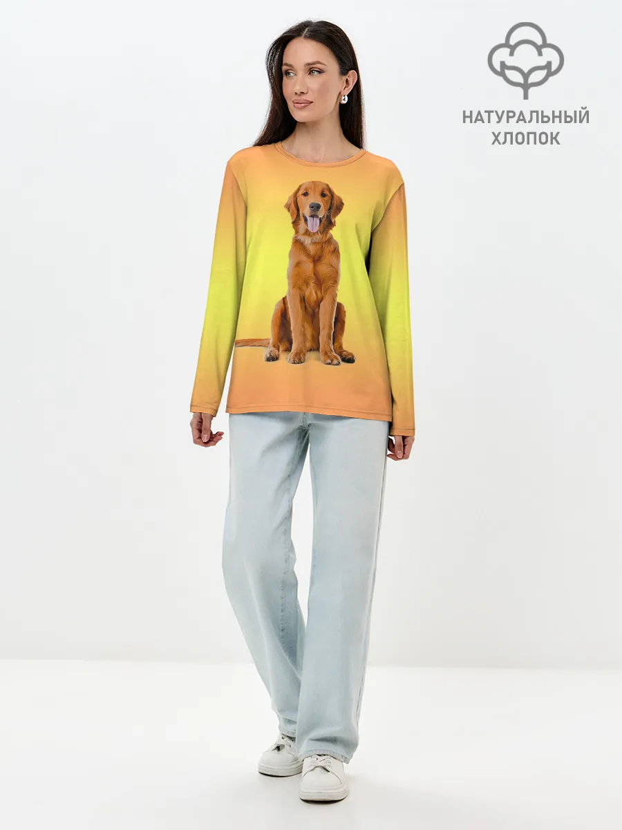 Лонгслив женский. Хлопок / Золотистый ретривер