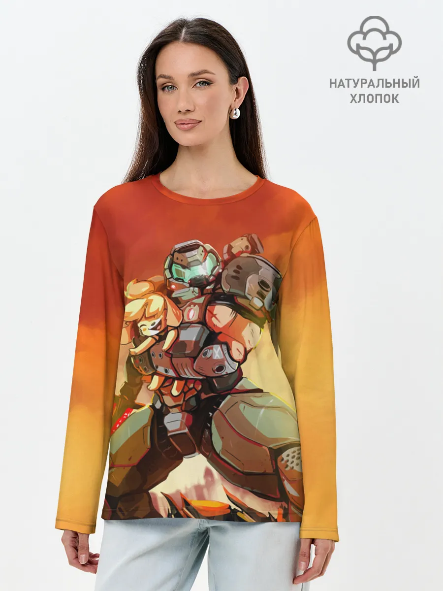 Лонгслив женский. Хлопок / ANIMAL CROSSING x DOOM ETERNAL