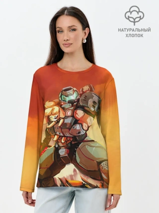 Лонгслив женский. Хлопок / ANIMAL CROSSING x DOOM ETERNAL