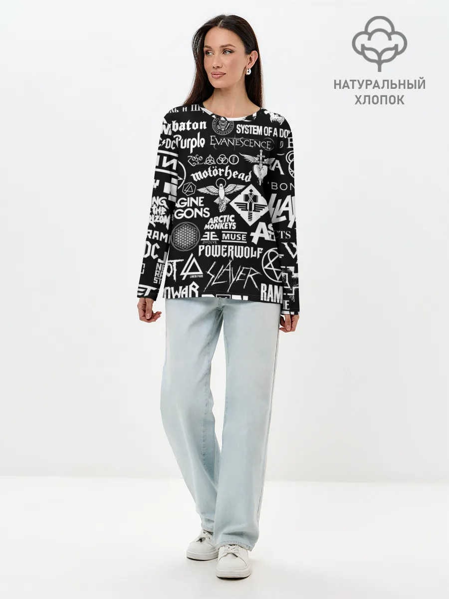 Лонгслив женский. Хлопок / ЛОГОТИПЫ РОК ГРУПП