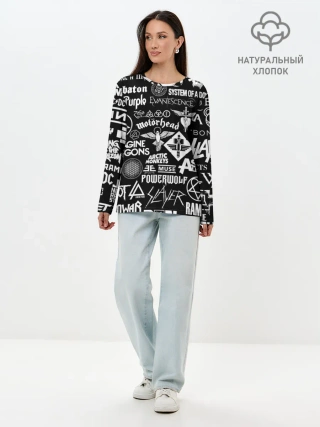 Лонгслив женский. Хлопок / ЛОГОТИПЫ РОК ГРУПП