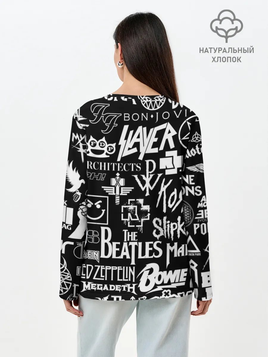 Лонгслив женский. Хлопок / ЛОГОТИПЫ РОК ГРУПП