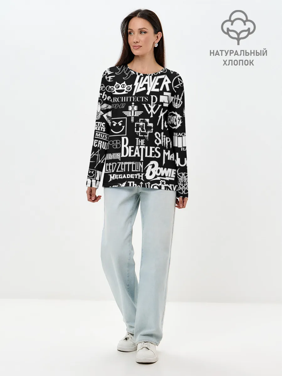 Лонгслив женский. Хлопок / ЛОГОТИПЫ РОК ГРУПП