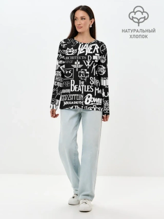 Лонгслив женский. Хлопок / ЛОГОТИПЫ РОК ГРУПП