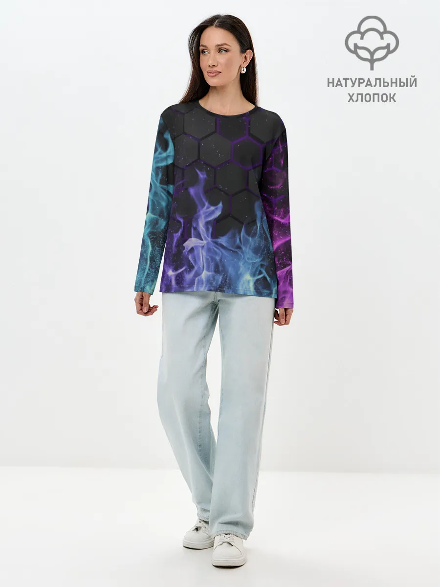 Лонгслив женский. Хлопок / Fire