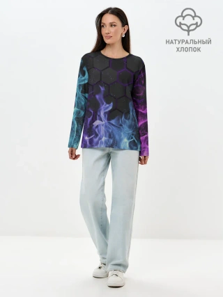 Лонгслив женский. Хлопок / Fire