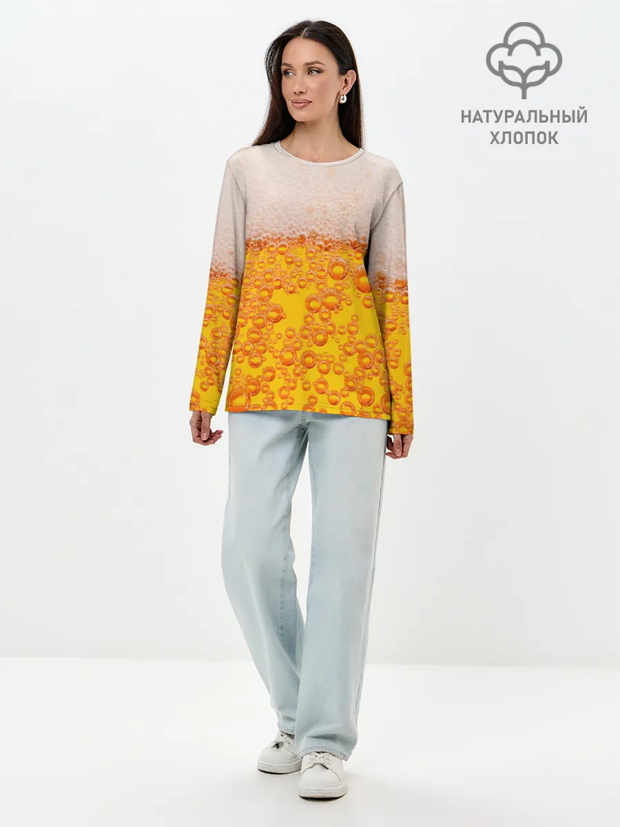 Лонгслив женский. Хлопок / ПИВО с пеной