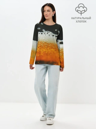 Лонгслив женский. Хлопок / ТЕМНОЕ ПИВО