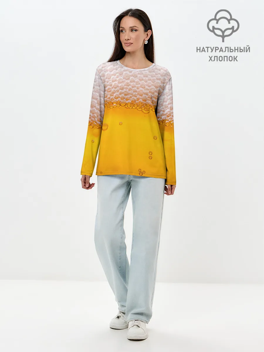 Лонгслив женский. Хлопок / ЖИВОЕ ПЕННОЕ