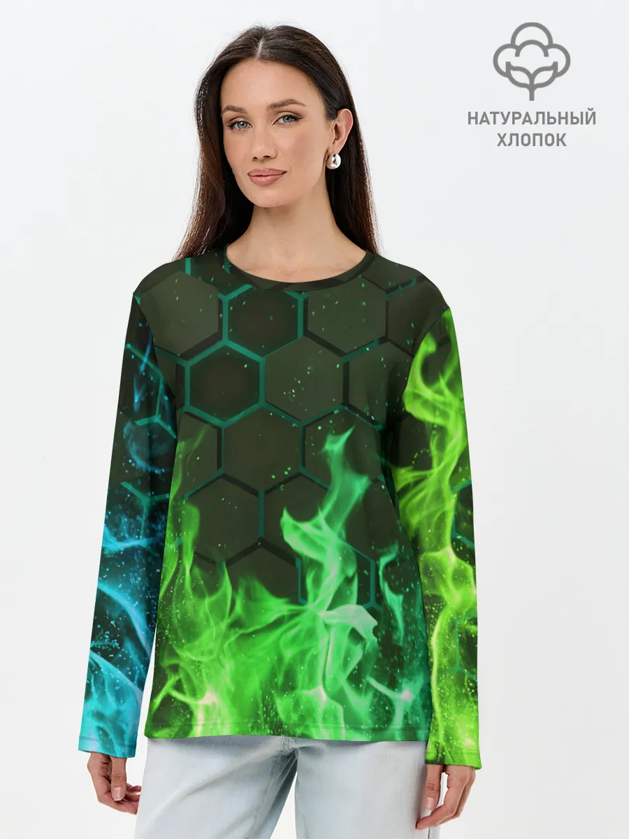 Лонгслив женский. Хлопок / Fire