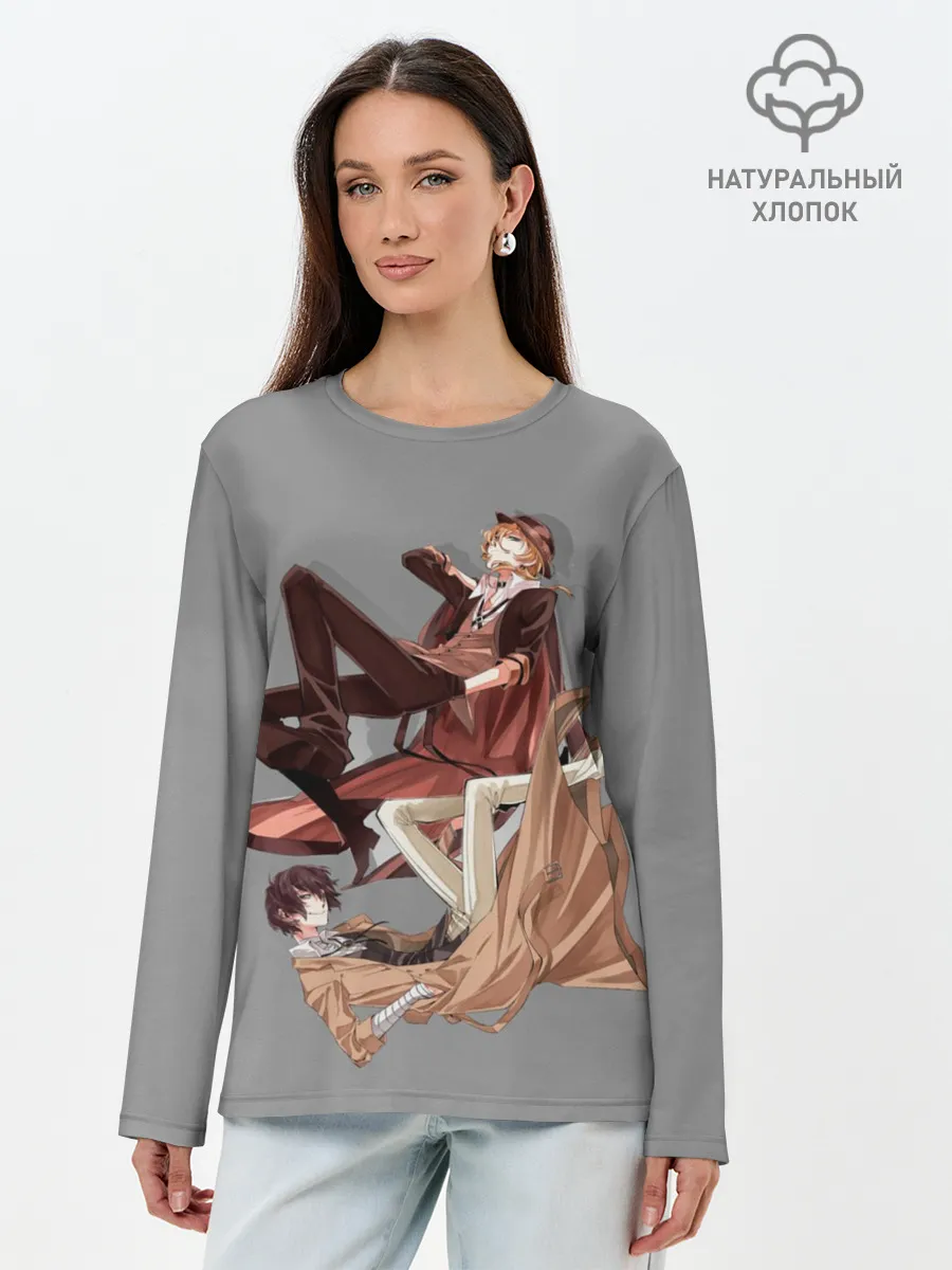 Лонгслив женский. Хлопок / Дазай и Чуя