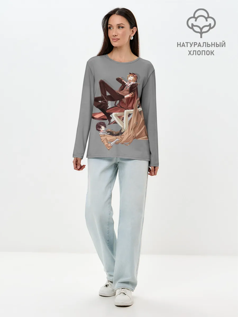 Лонгслив женский. Хлопок / Дазай и Чуя