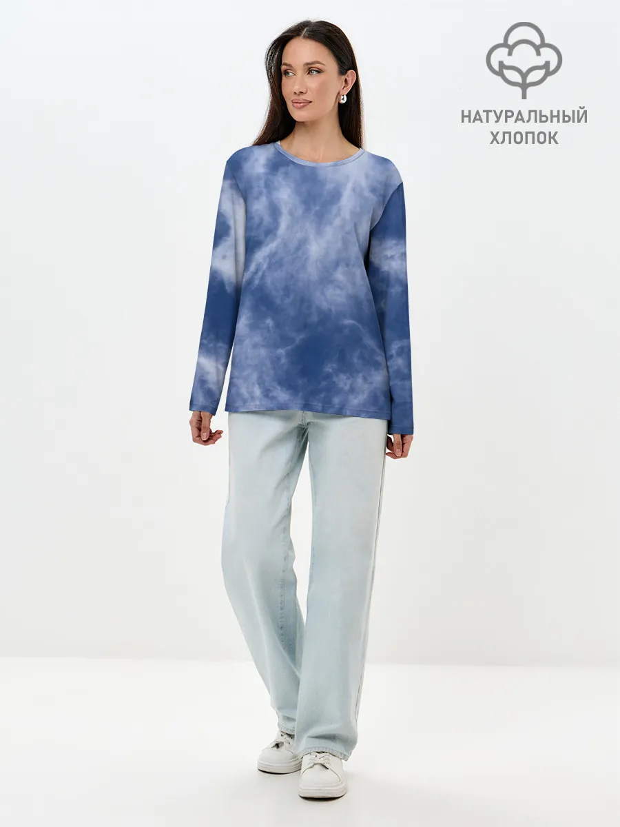 Лонгслив женский. Хлопок / Облака в небе