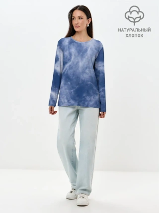 Лонгслив женский. Хлопок / Облака в небе