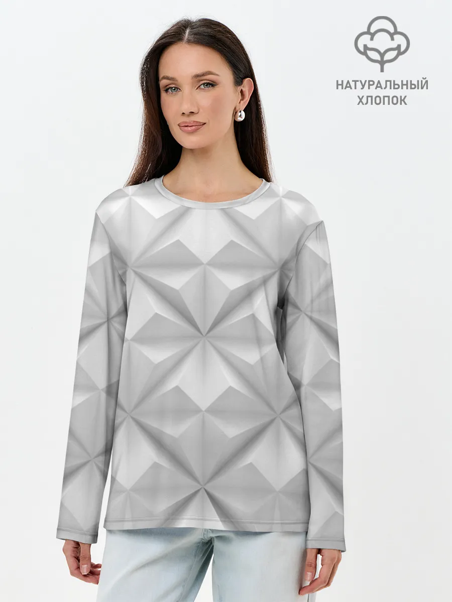 Лонгслив женский. Хлопок / Ромбы