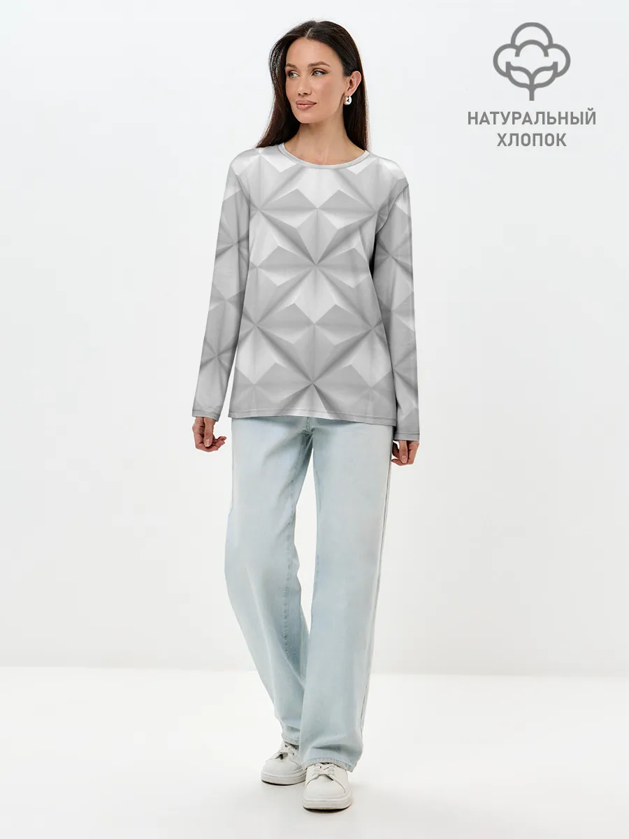 Лонгслив женский. Хлопок / Ромбы