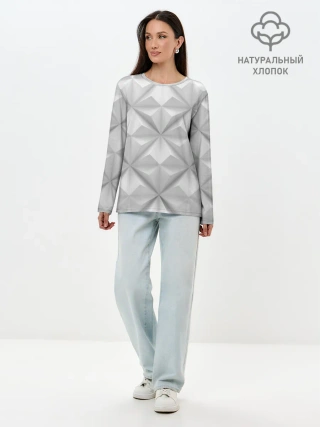 Лонгслив женский. Хлопок / Ромбы
