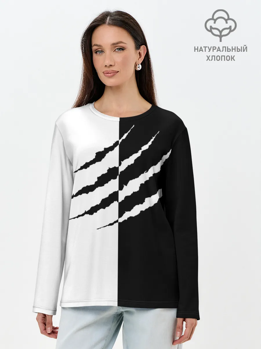 Лонгслив женский. Хлопок / След зверя