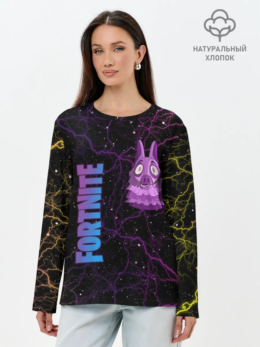 Лонгслив женский. Хлопок / Lama Fortnite