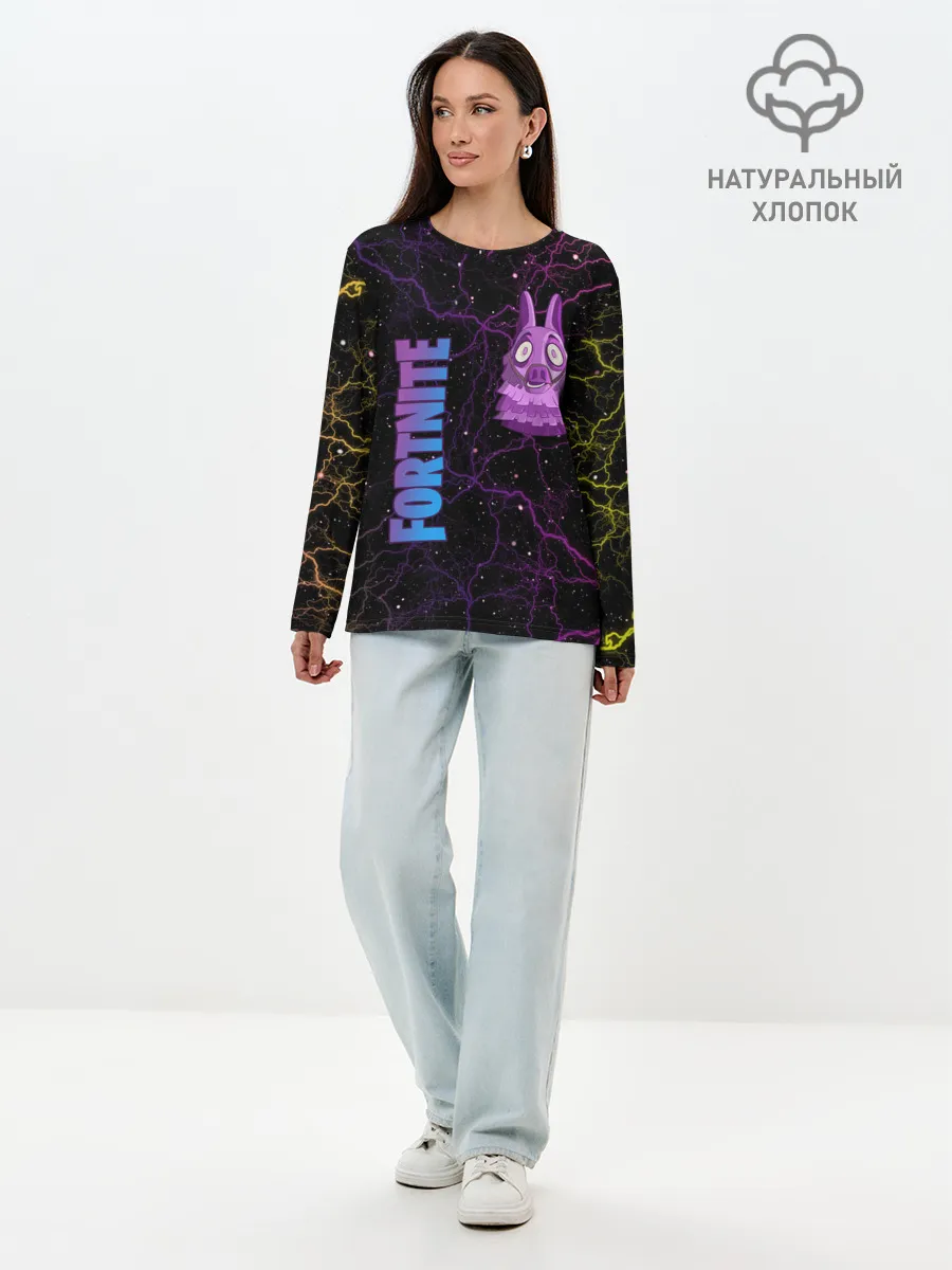 Лонгслив женский. Хлопок / Lama Fortnite