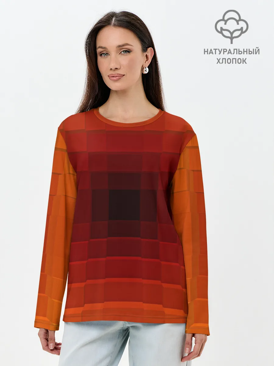 Лонгслив женский. Хлопок / оптическая иллюзия