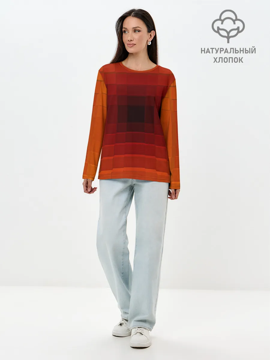 Лонгслив женский. Хлопок / оптическая иллюзия