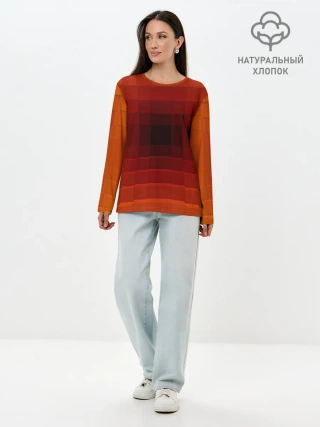 Лонгслив женский. Хлопок / оптическая иллюзия