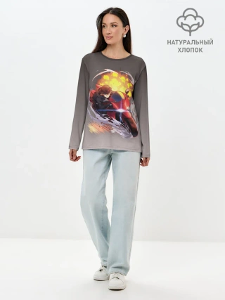 Лонгслив женский. Хлопок / Чуя Накахара на мотоцикле взрыв