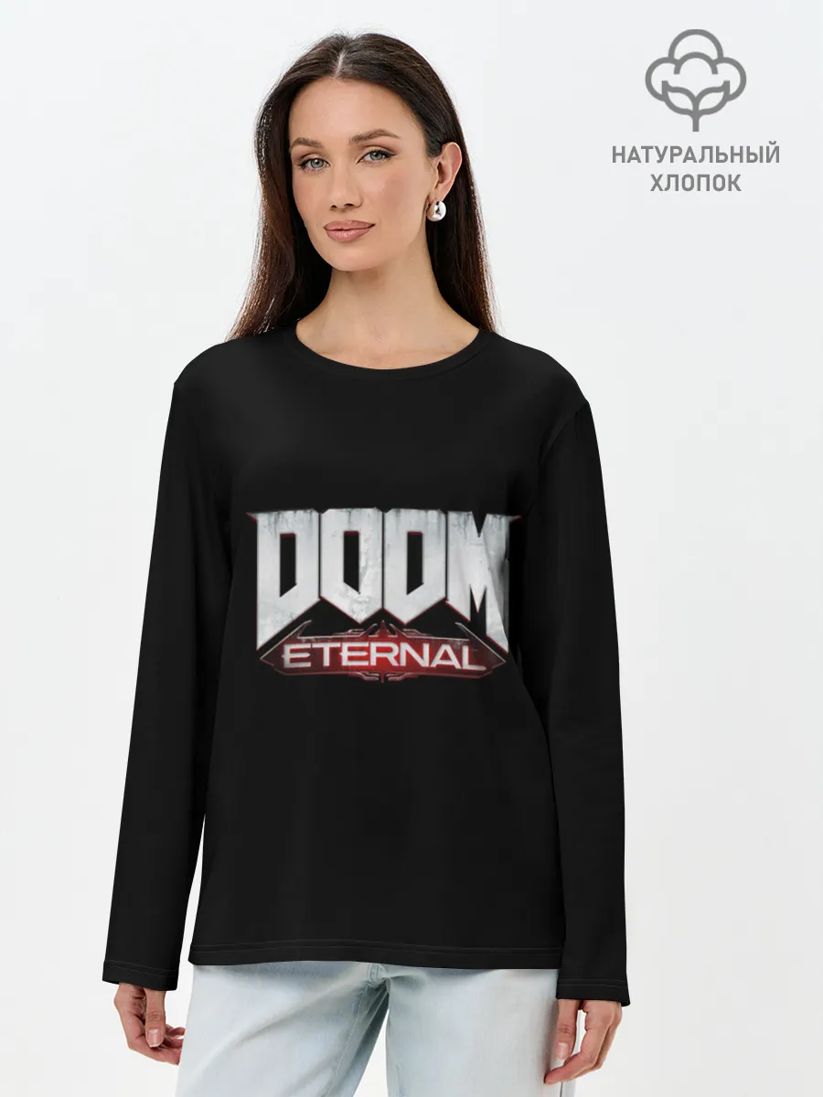 Лонгслив женский. Хлопок / Logo+