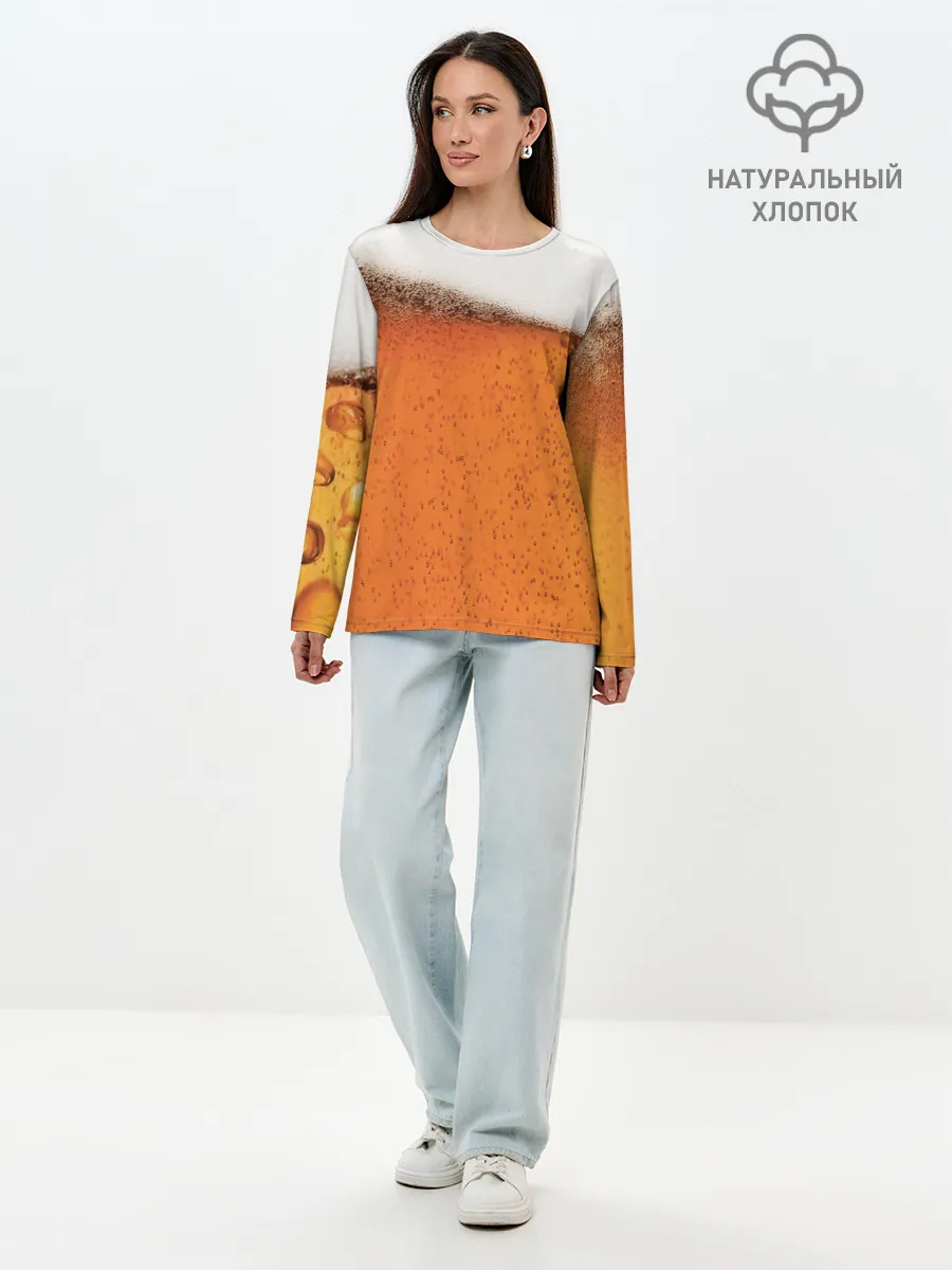 Лонгслив женский. Хлопок / ПИВО!