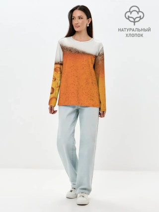 Лонгслив женский. Хлопок / ПИВО!