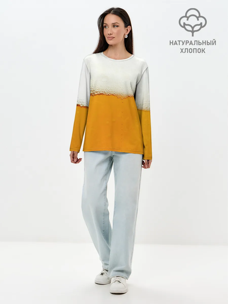 Лонгслив женский. Хлопок / Я ПИВО!